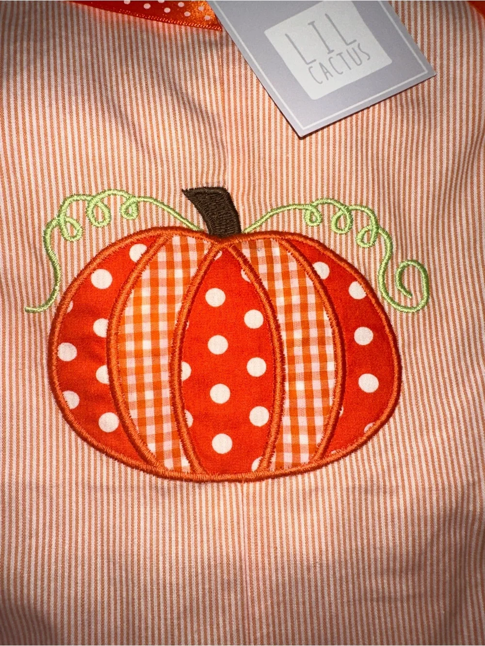 NWT Lil Cactus Orange Pumpkin Appliqué Girls' Ruffle Romper